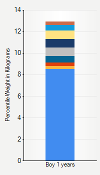 Weight chart for boys 1 year  of age