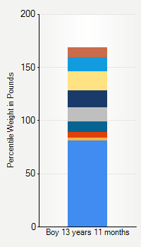 Weight chart for boys 13 years 11 months of age