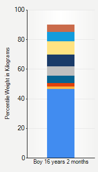 Weight chart for boys 16 years 2 months of age