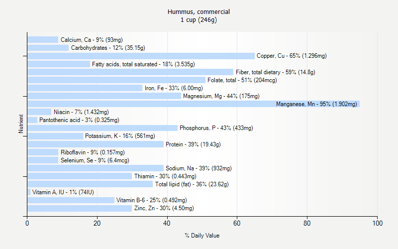 % Daily Value for Hummus, commercial 1 cup (246g)